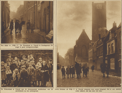 870337 Collage van 3 foto's betreffende Wijk C te Utrecht, met linksboven een gezicht in de Florastraat; linksonder een ...